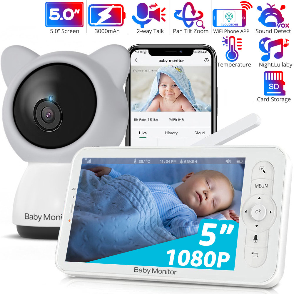 Zoom Audio Music - APP'li WiFi Bebek Monitörü, 5 inç